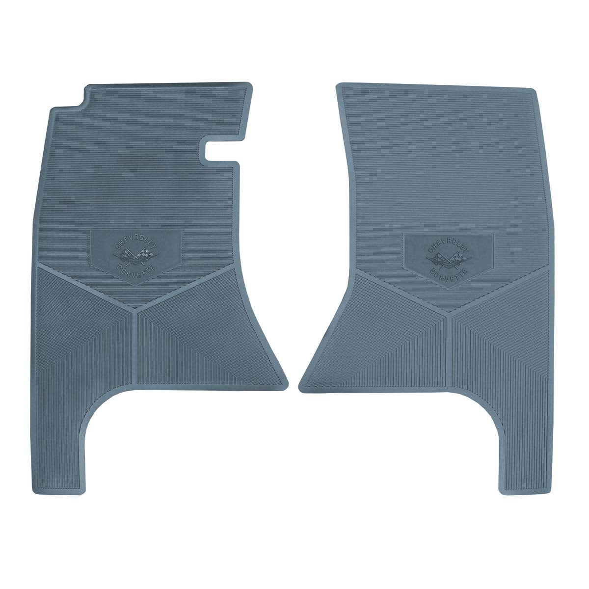 58-60 CHEVROLET 'CORVETTE W/ FLAG' FLOOR MATS - MEDIUM BLUE