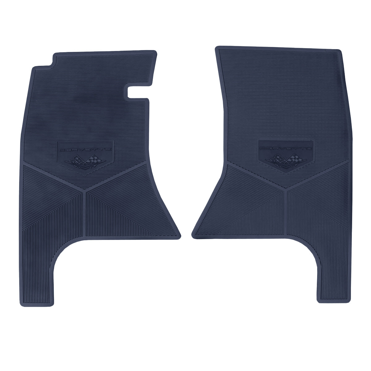 61 CHEVROLET 'CORVETTE W/ FLAG' FLOOR MATS - DARK BLUE