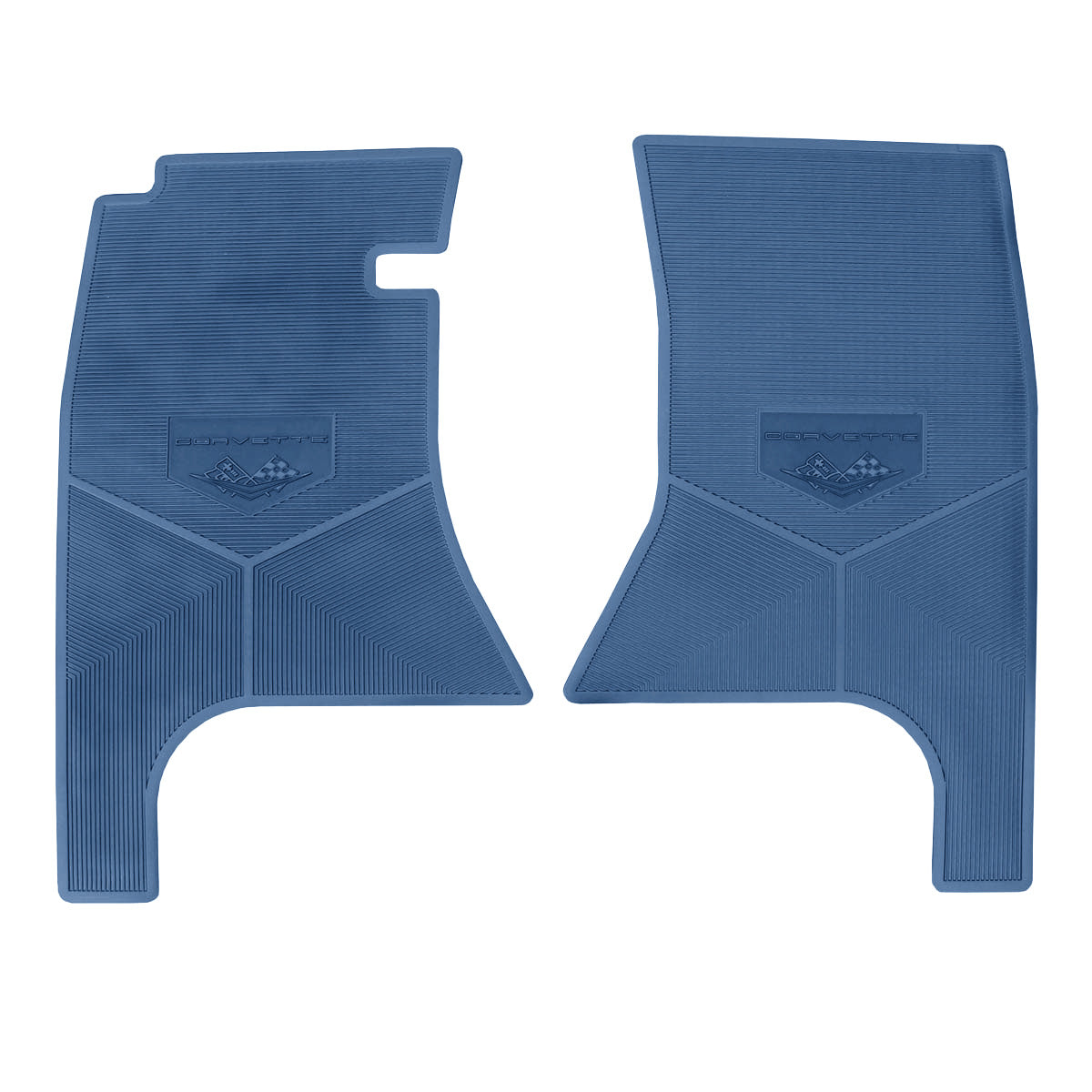 61 CHEVROLET 'CORVETTE W/ FLAG' FLOOR MATS - MEDIUM BLUE