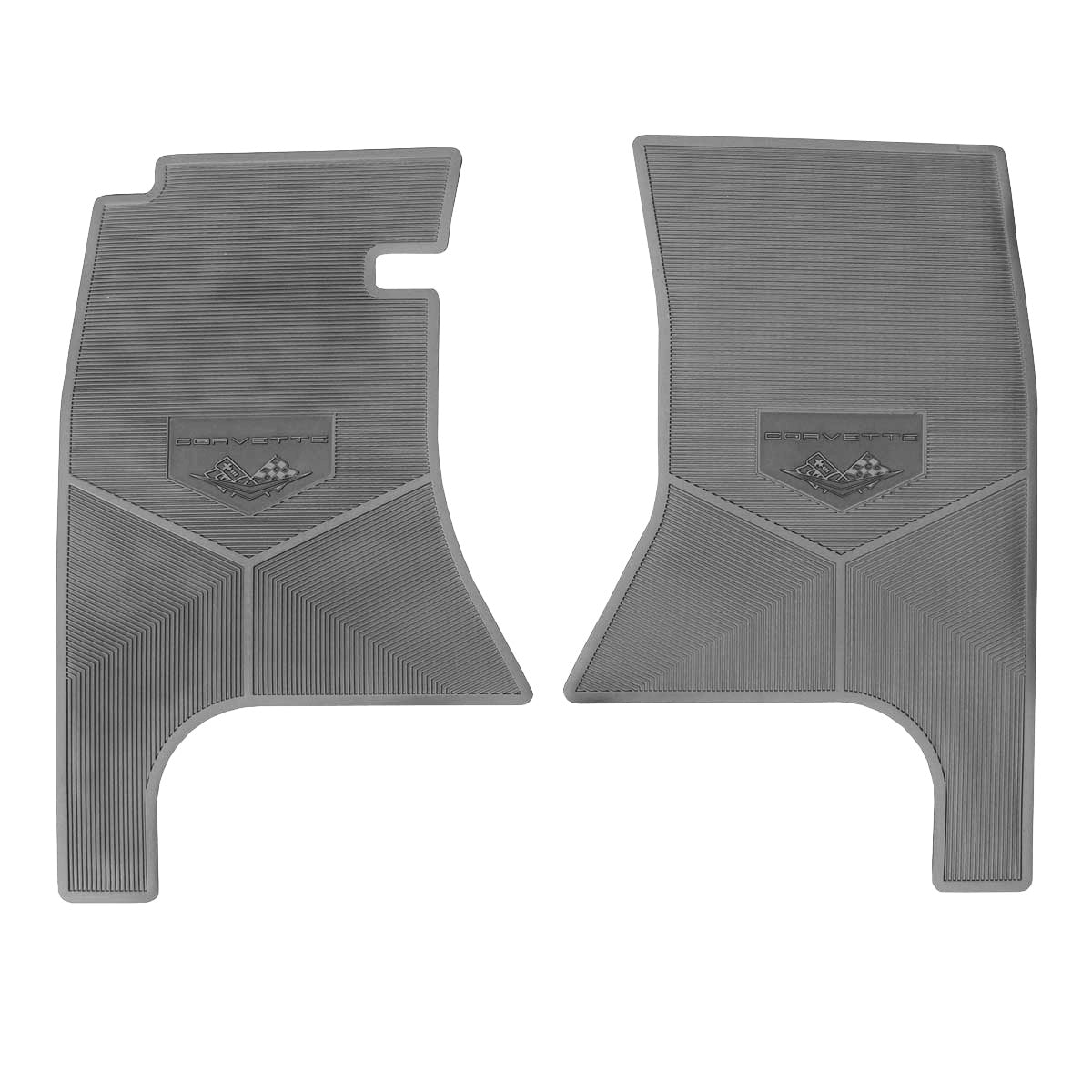 61 CHEVROLET 'CORVETTE W/ FLAG' FLOOR MATS - GRAY