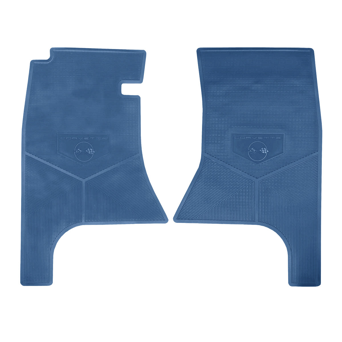 62 CHEVROLET 'CORVETTE W/ FLAG' FLOOR MATS - MEDIUM BLUE
