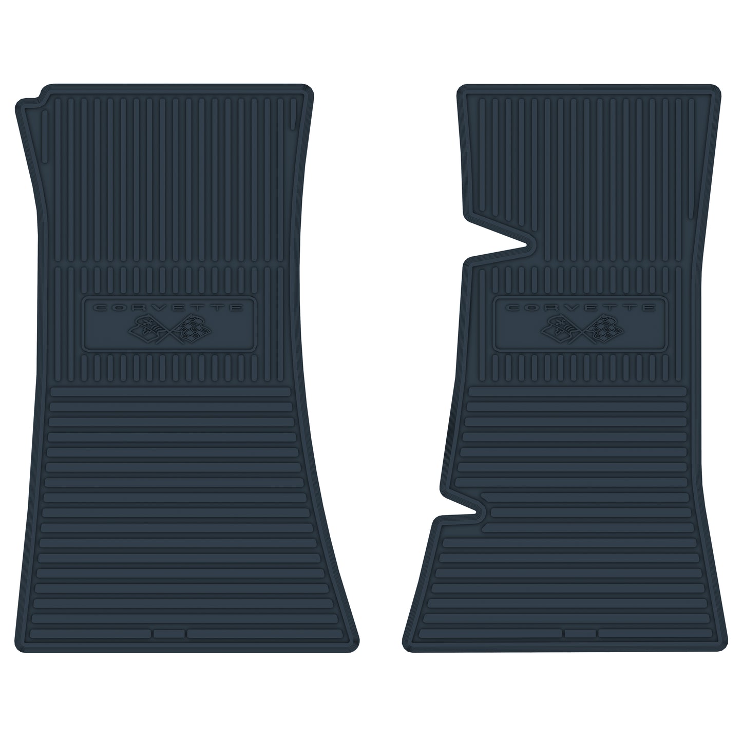 68-73 CHEVROLET 'CORVETTE W/ FLAG' FLOOR MATS - DARK BLUE