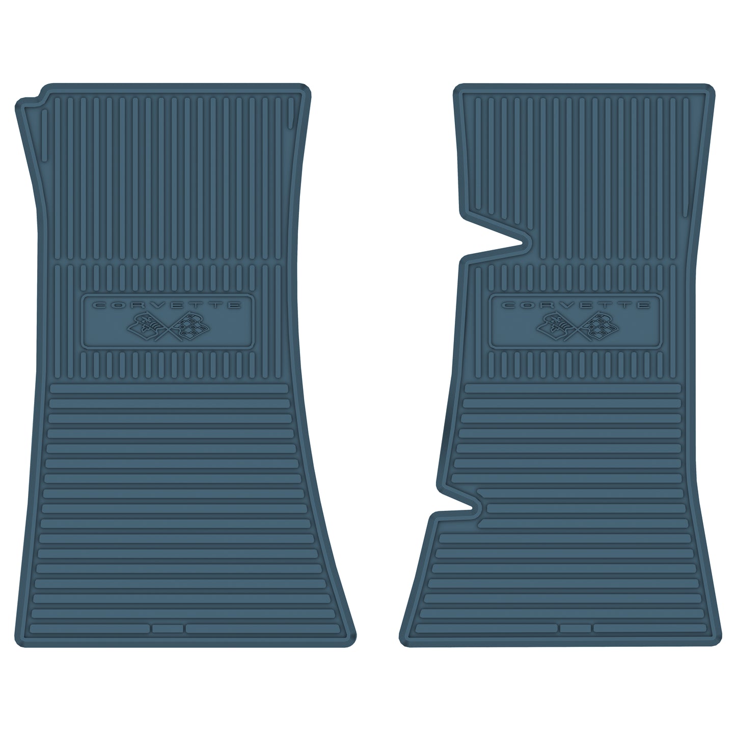 68-73 CHEVROLET 'CORVETTE W/ FLAG' FLOOR MATS - MEDIUM BLUE