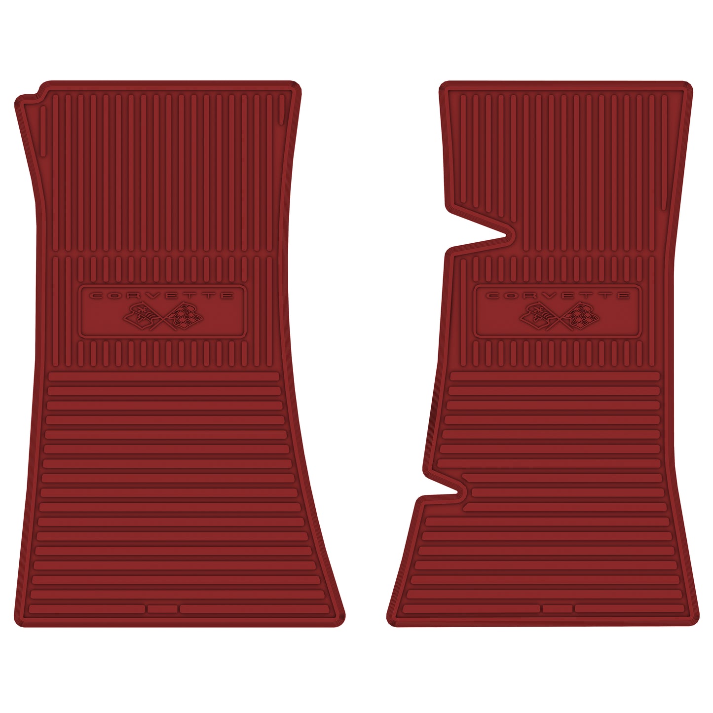 68-73 CHEVROLET 'CORVETTE W/ FLAG' FLOOR MATS - RED
