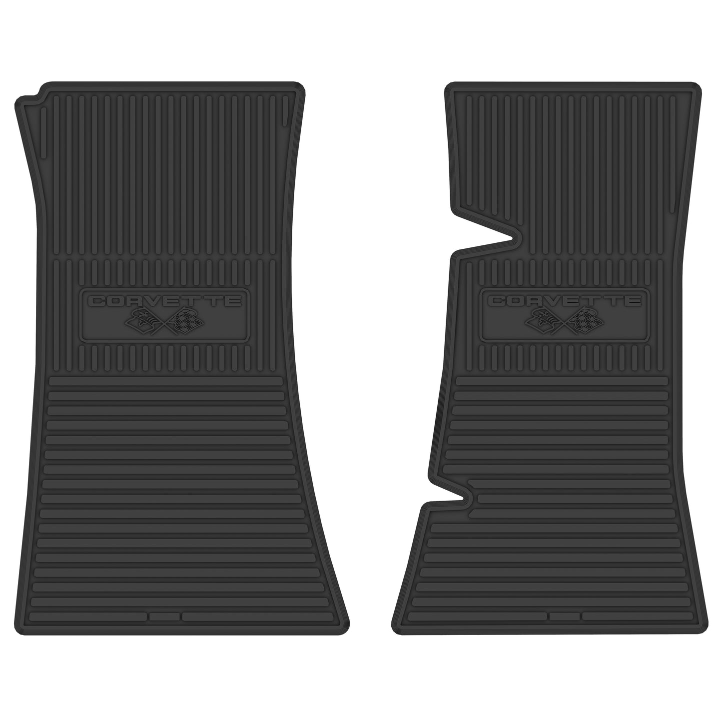74-75 CHEVROLET 'CORVETTE W/ FLAG' FLOOR MATS - BLACK