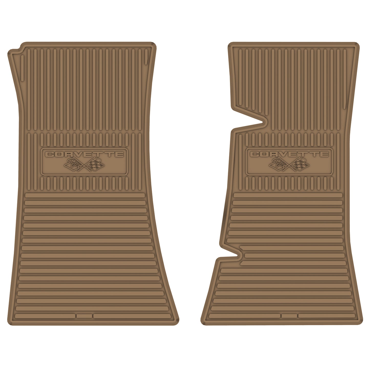 74-75 CHEVROLET 'CORVETTE W/ FLAG' FLOOR MATS - TAN