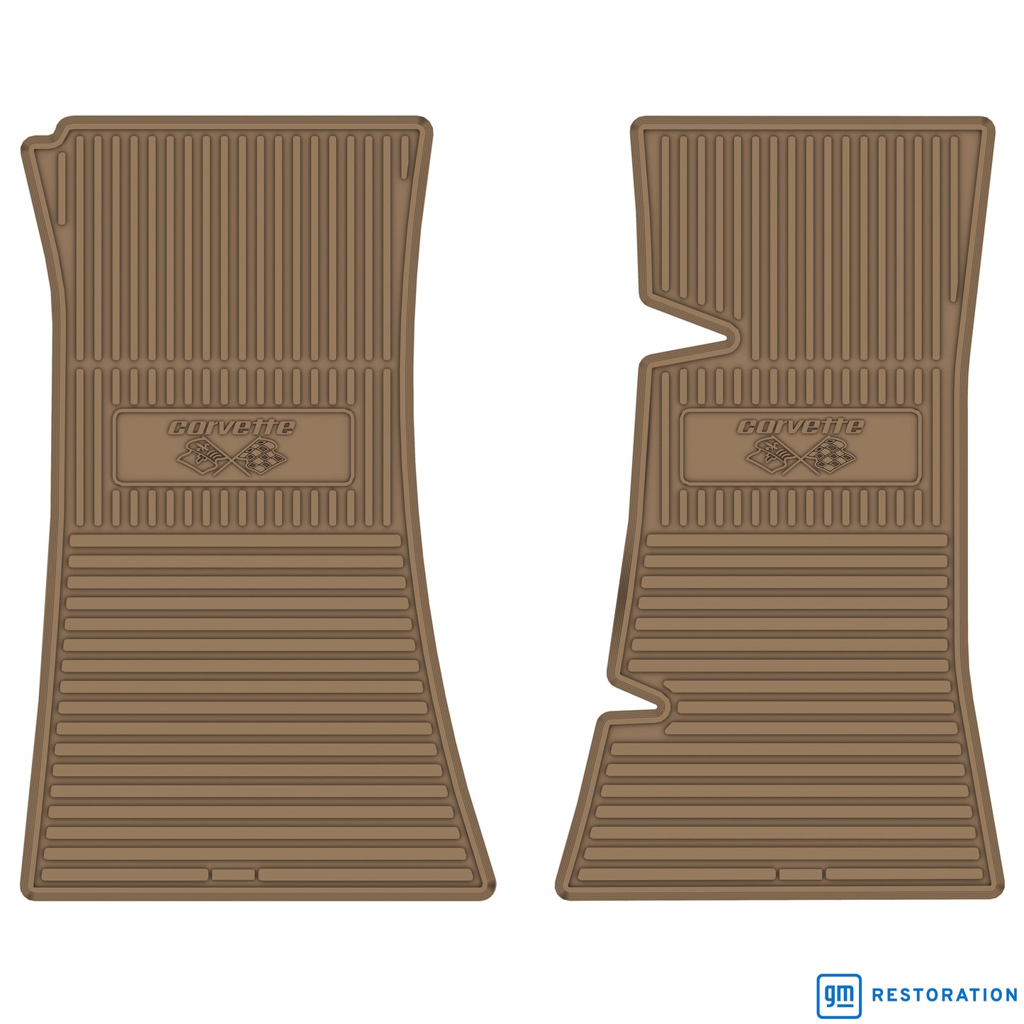 76 CHEVROLET 'CORVETTE W/ FLAG' FLOOR MATS - TAN