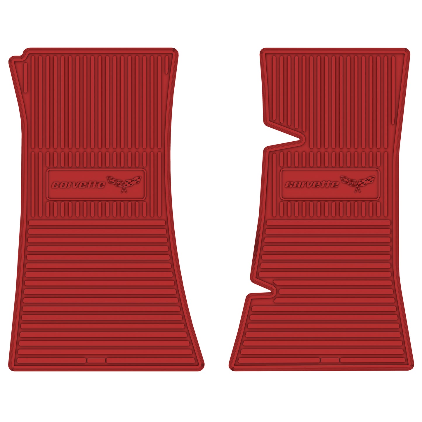 77-79 CHEVROLET 'CORVETTE W/ FLAG' FLOOR MATS - BRIGHT RED