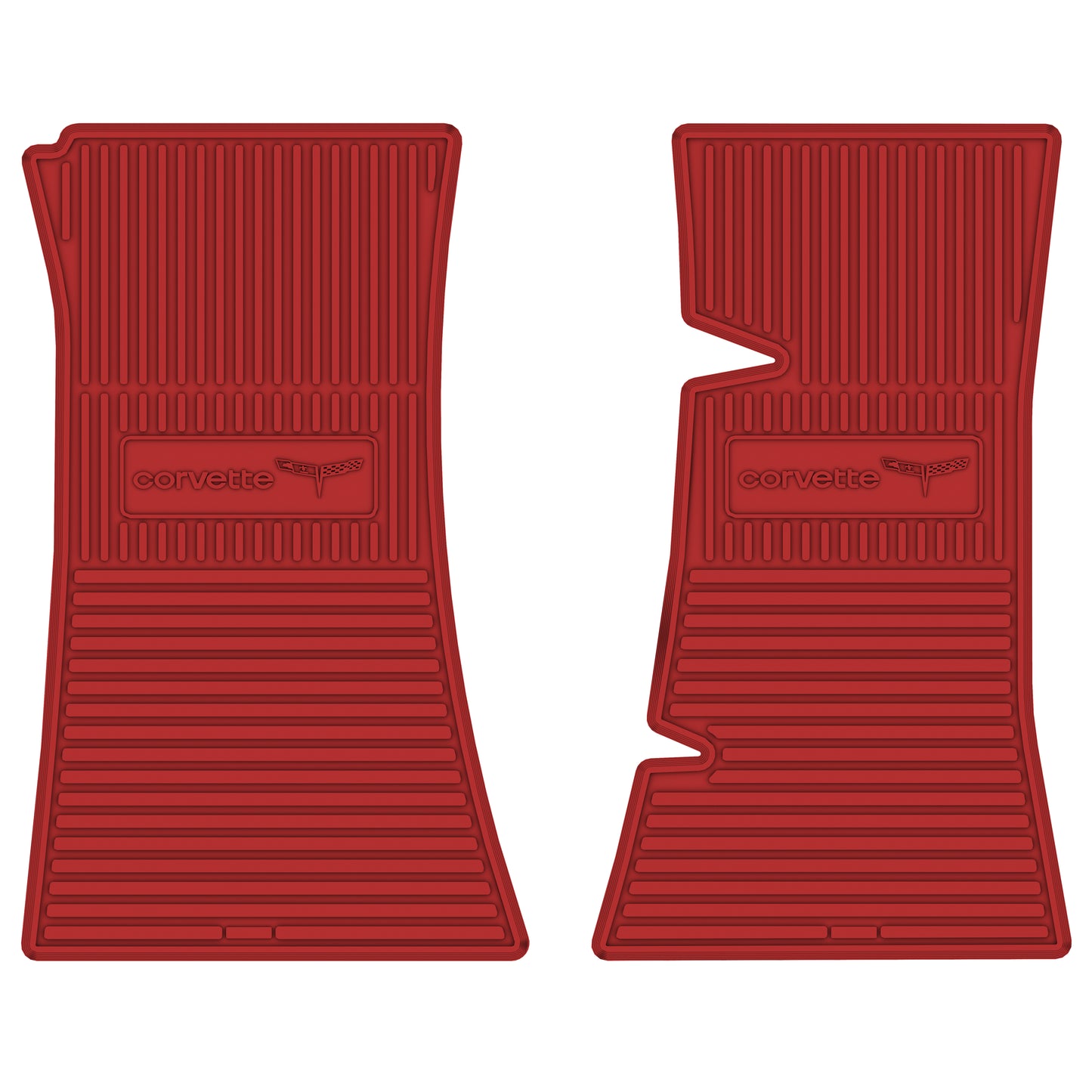 80-81 CHEVROLET 'CORVETTE W/ FLAG' FLOOR MATS - BRIGHT RED