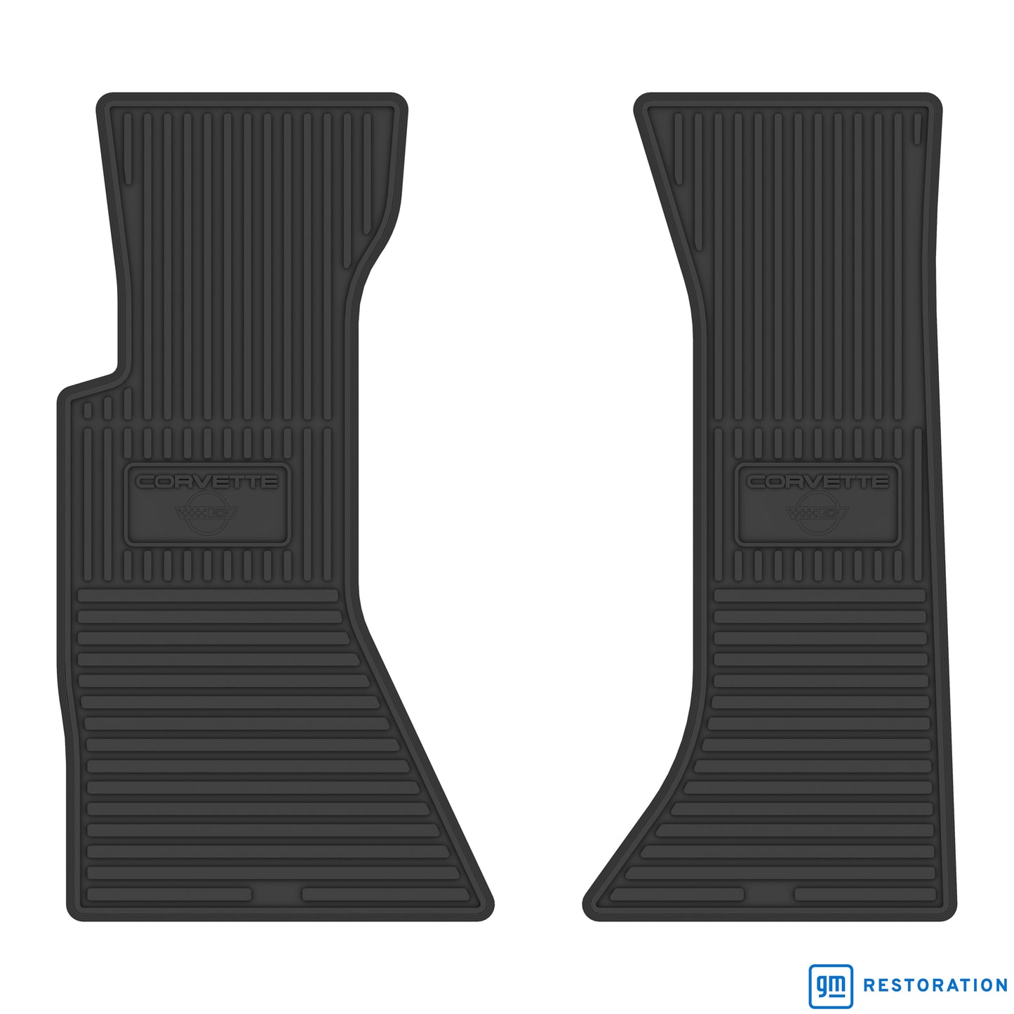 84-89 CHEVROLET 'CORVETTE W/ FLAG' FLOOR MATS - BLACK