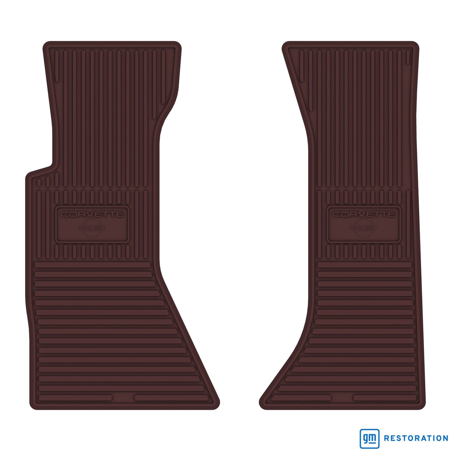 84-89 CHEVROLET 'CORVETTE W/ FLAG' FLOOR MATS - MAROON