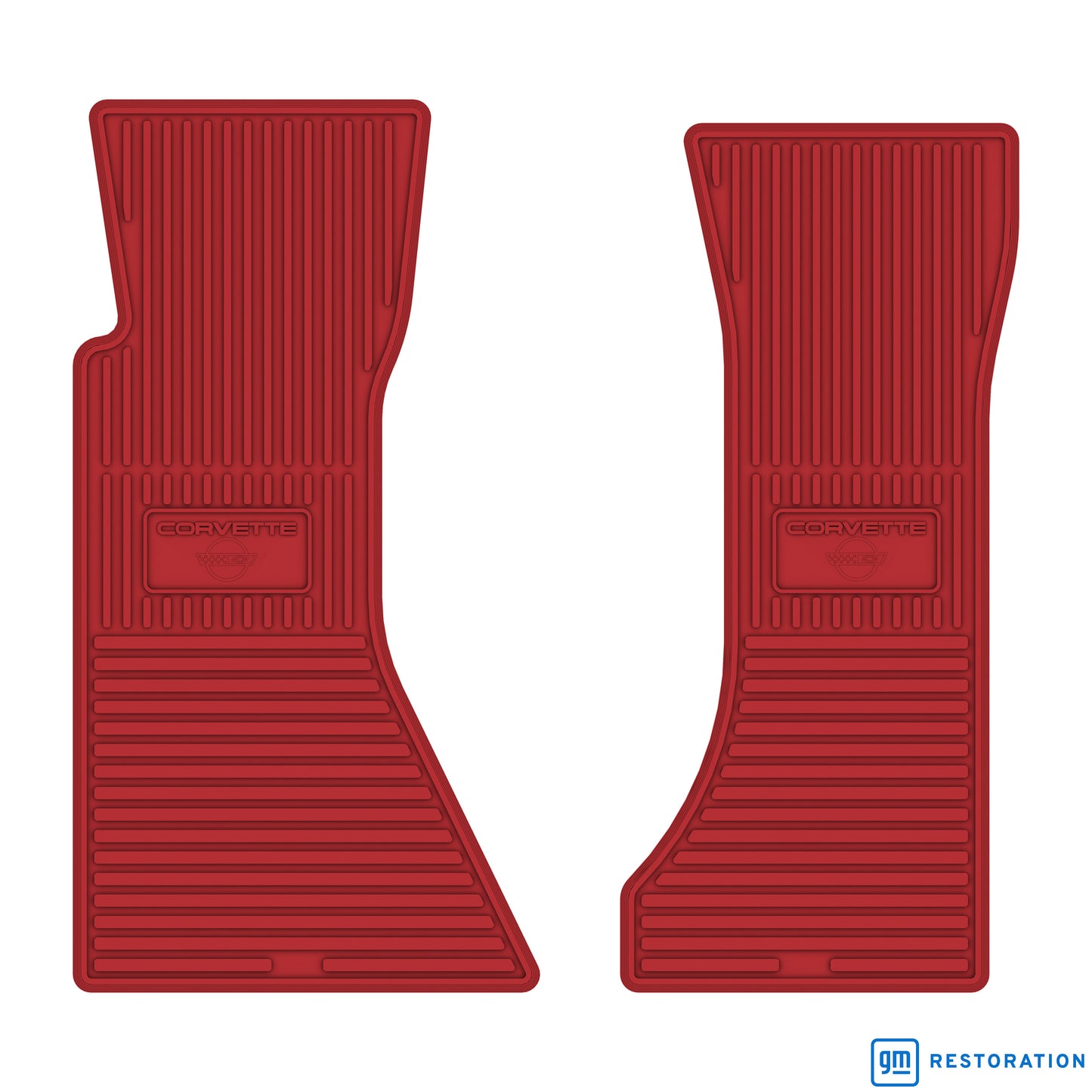 90-96 CHEVROLET 'CORVETTE W/ FLAG' FLOOR MATS - BRIGHT RED