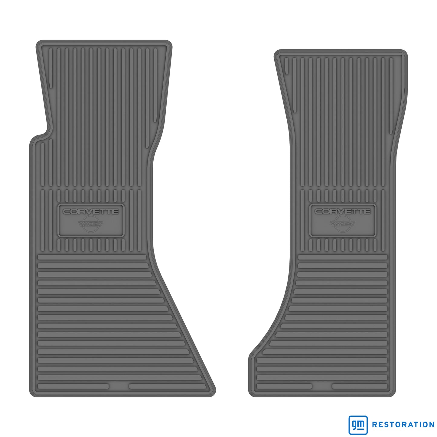 90-96 CHEVROLET 'CORVETTE W/ FLAG' FLOOR MATS - GRAY