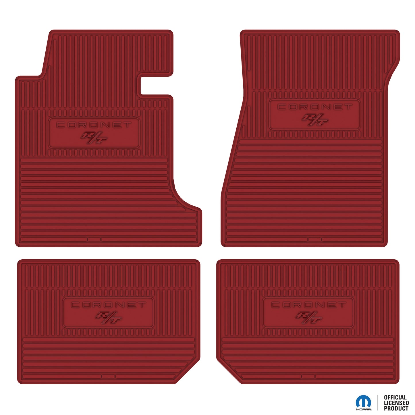 67-68 DODGE 'CORONET R/T' FLOOR MATS W/ MANUAL TRANSMISSION - RED