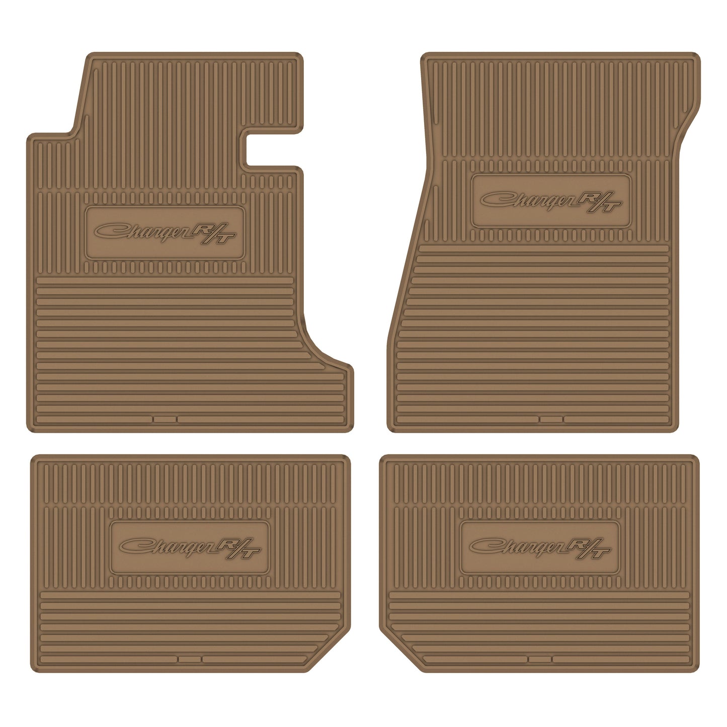 68-70 DODGE 'CHARGER R/T' FLOOR MATS W/ MANUAL TRANSMISSION - TAN
