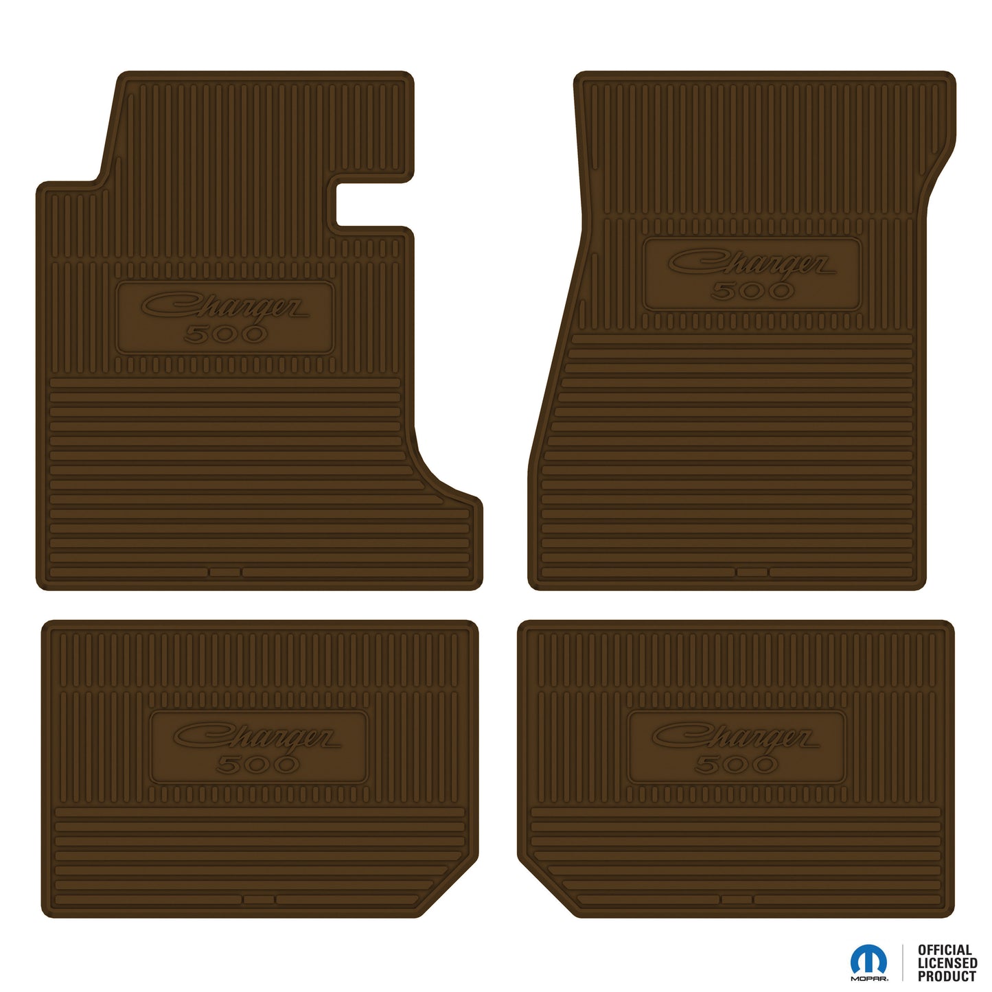 69-70 DODGE 'CHARGER 500' FLOOR MATS W/ MANUAL TRANSMISSION - DARK SADDLE