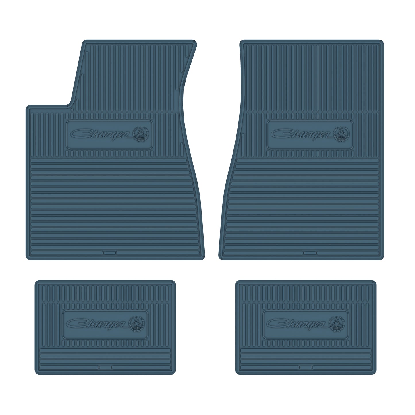 71-72 DODGE 'CHARGER SE' FLOOR MATS W/ AUTOMATIC TRANSMISSION - MEDIUM BLUE