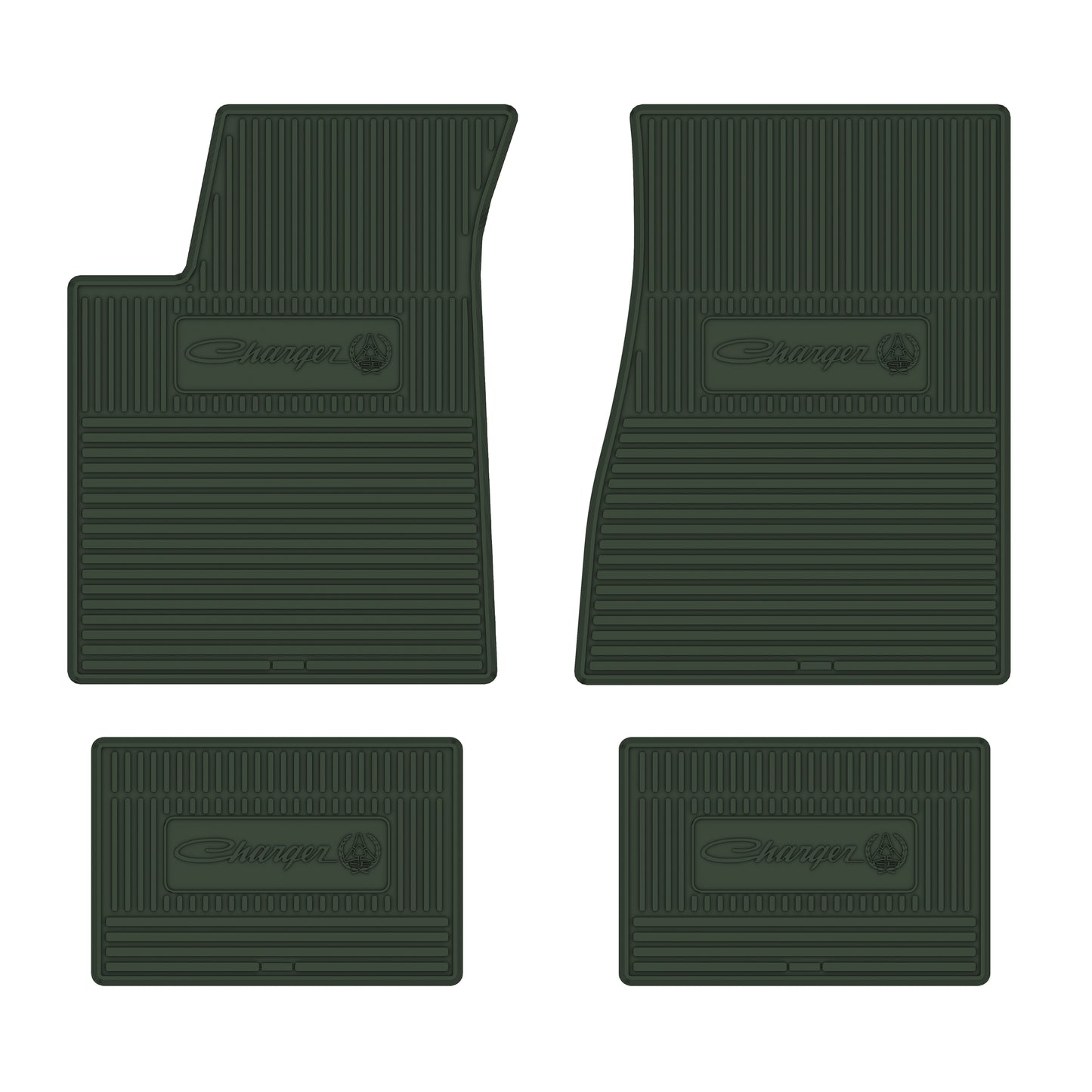 71-72 DODGE 'CHARGER SE' FLOOR MATS W/ MANUAL TRANSMISSION - GREEN