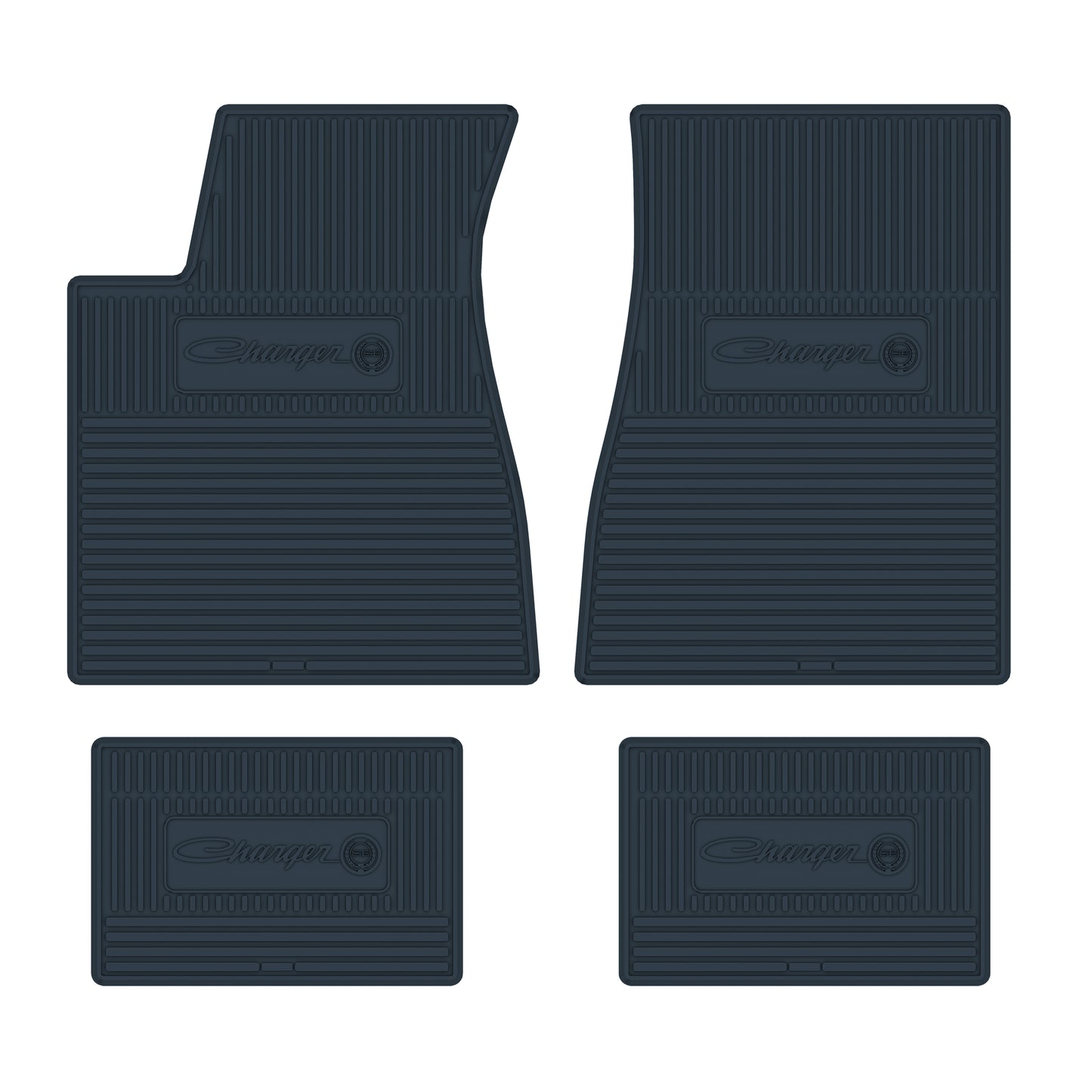 73-74 DODGE 'CHARGER SE' FLOOR MATS W/ AUTOMATIC TRANSMISSION - DARK BLUE