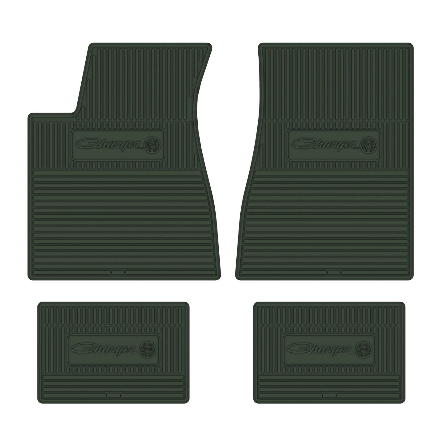 73-74 DODGE 'CHARGER SE' FLOOR MATS W/ AUTOMATIC TRANSMISSION - GREEN