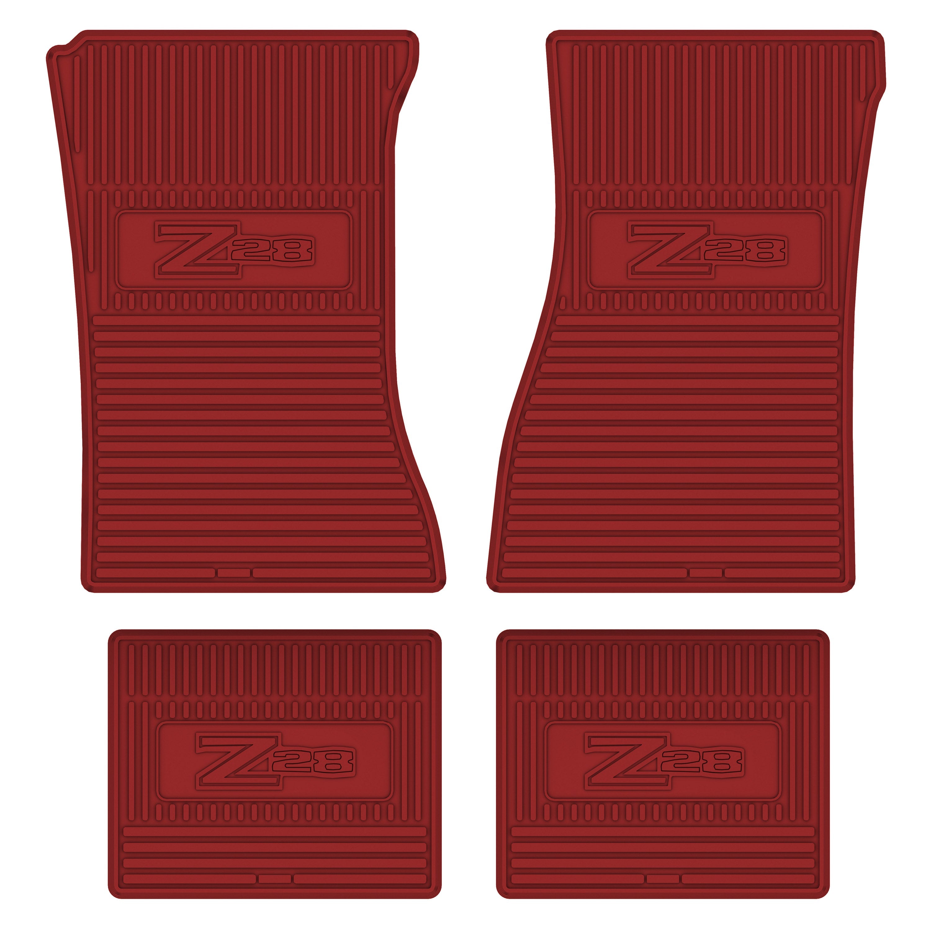 1972-1974 Z-28 Logo Vinyl Floor Mats -Red - Legendary Auto