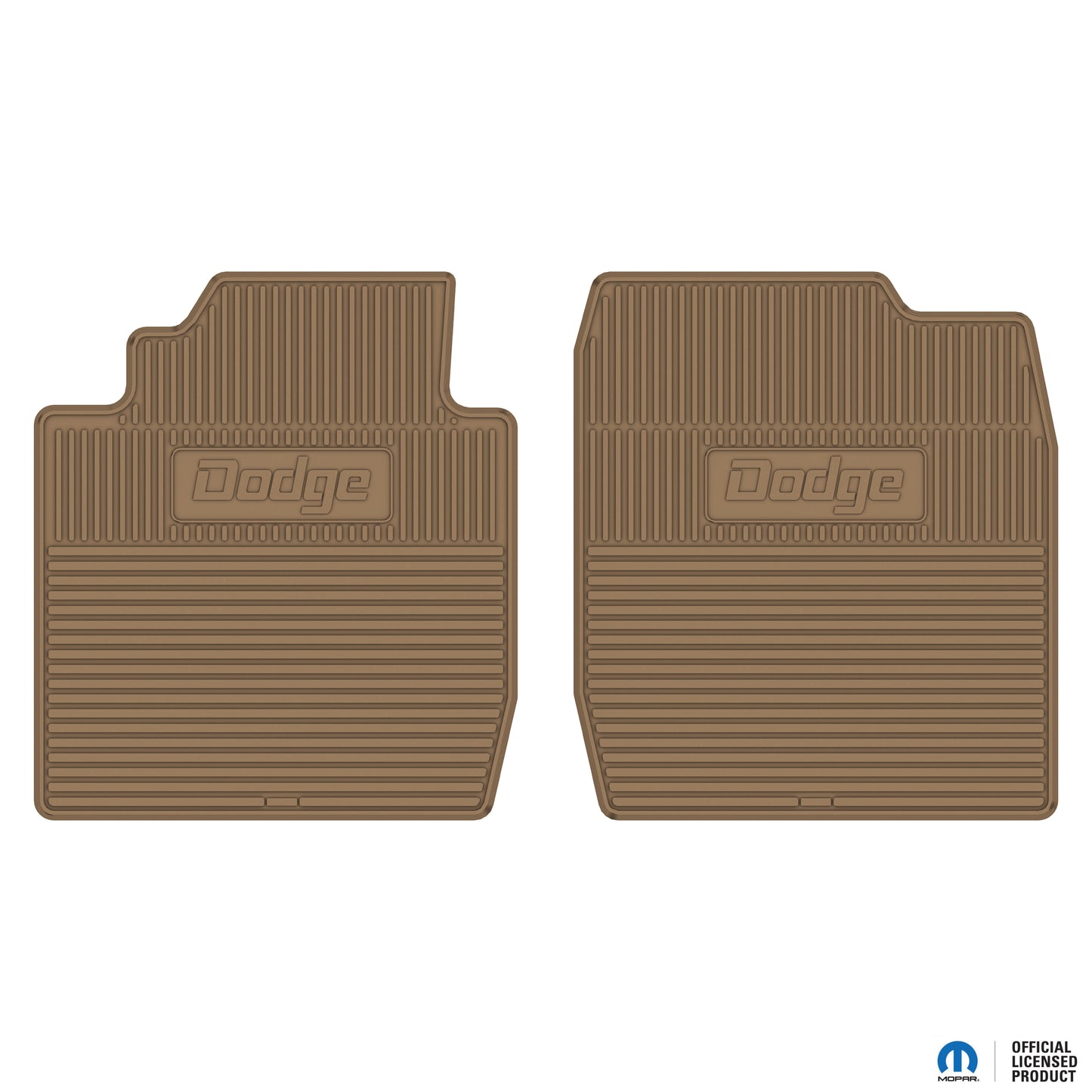 81-93 DODGE '2WD' TRUCK VINYL FLOORMATS W/ DODGE LOGO - TAN