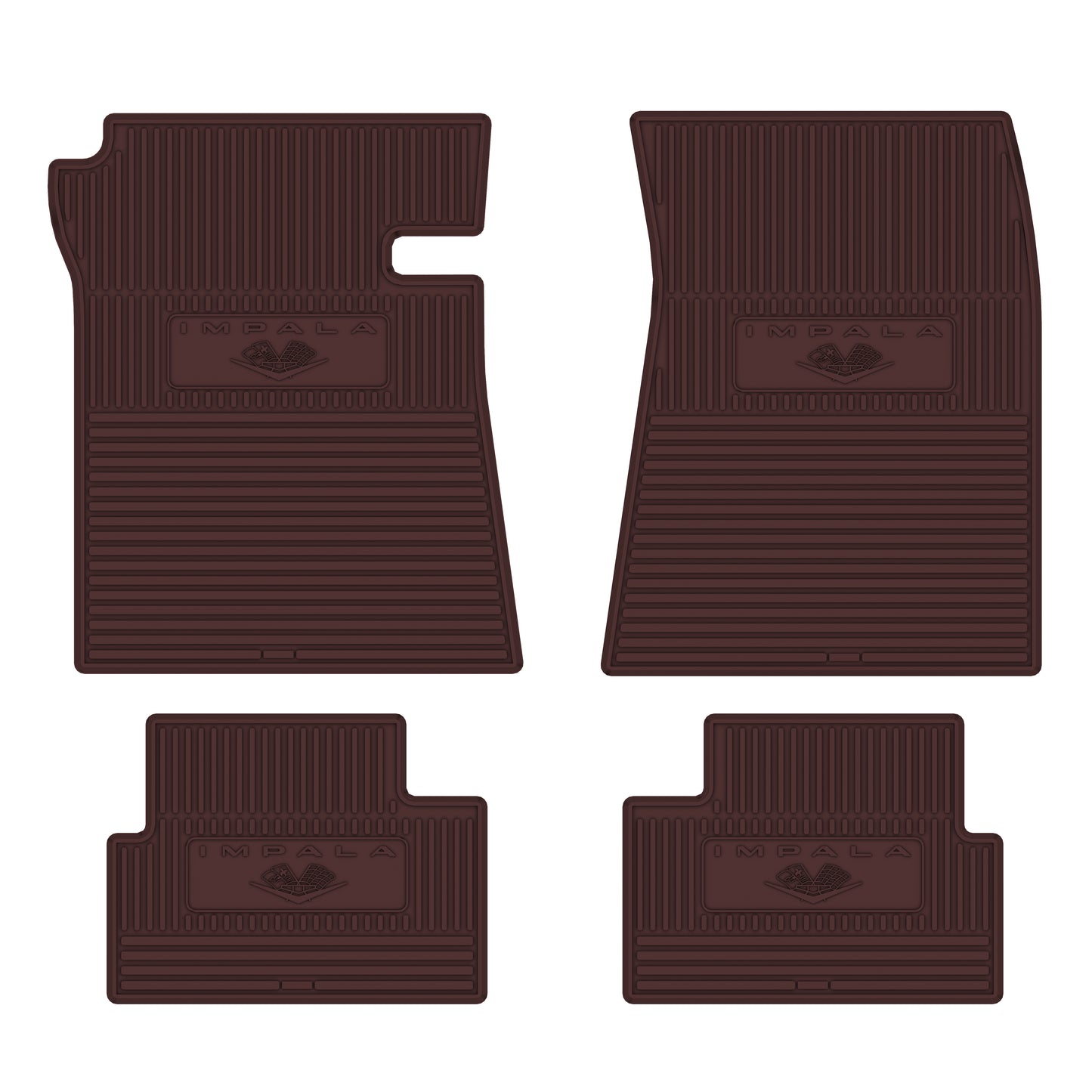 63 CHEVROLET 'IMPALA W/ FLAG' FLOOR MATS - MAROON