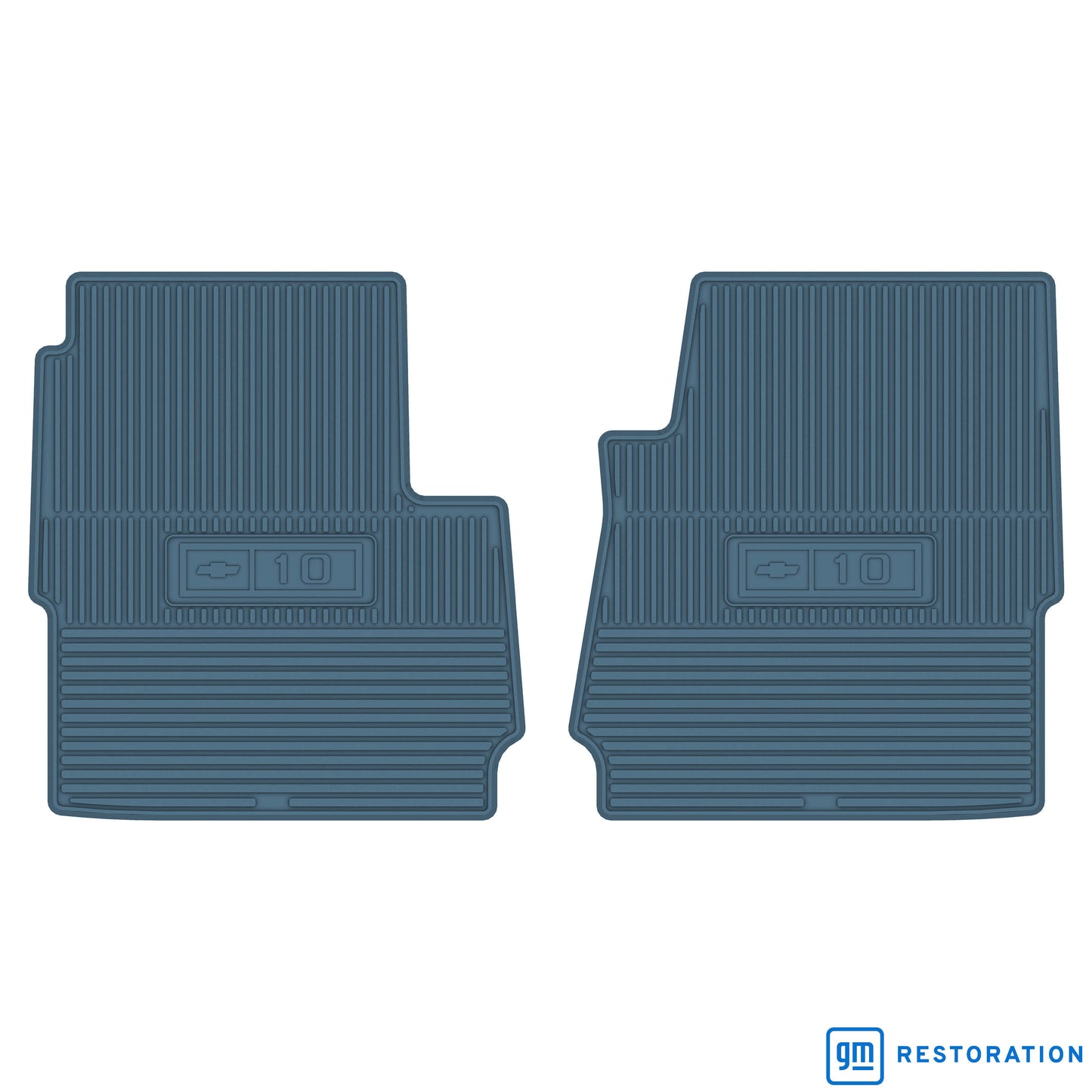 62-66 CHEVROLET TRUCK VINYL FLOORMATS W/ C/10 LOGO (2PC) - MEDIUM BLUE