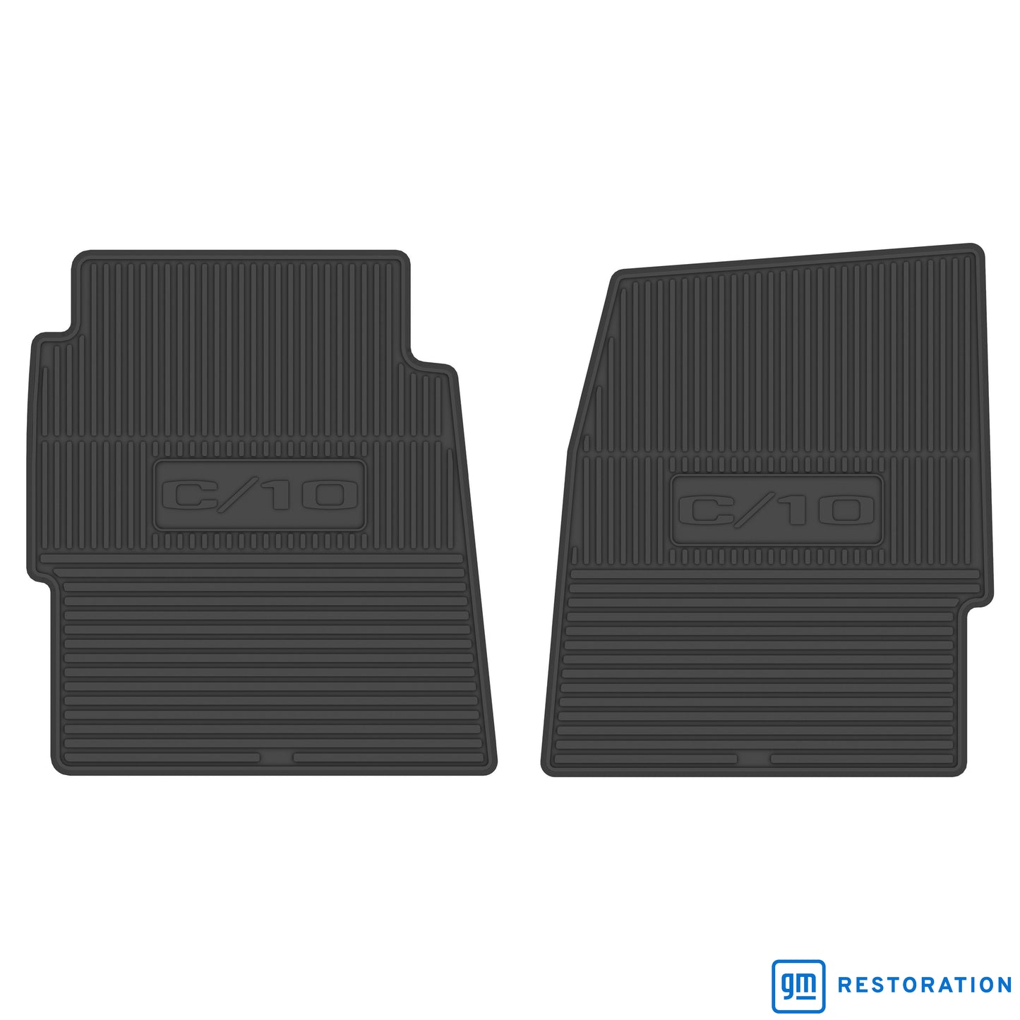 67-72 CHEVROLET TRUCK VINYL FLOORMATS W/ C/10 LOGO (2PC) - BLACK