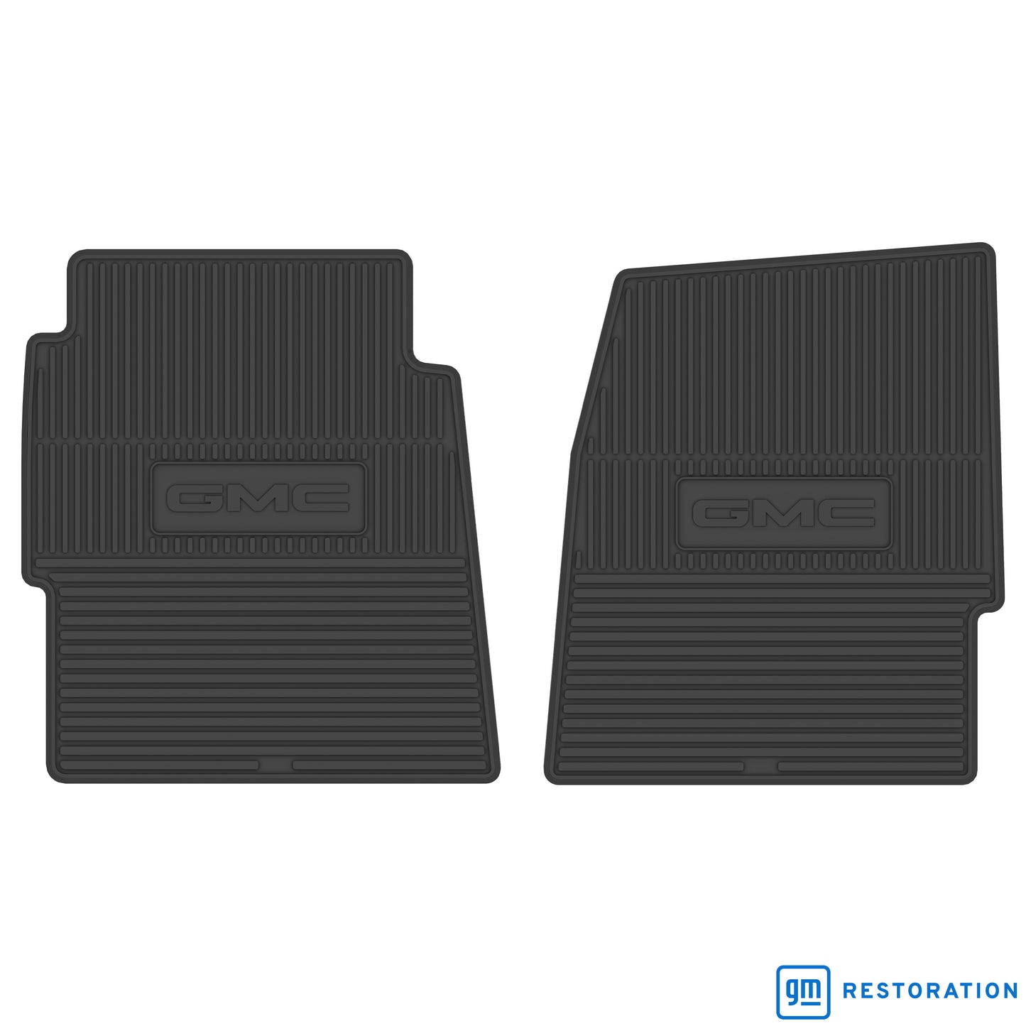 67-72 GMC TRUCK VINYL FLOORMATS W/ GMC LOGO (2PC) - BLACK