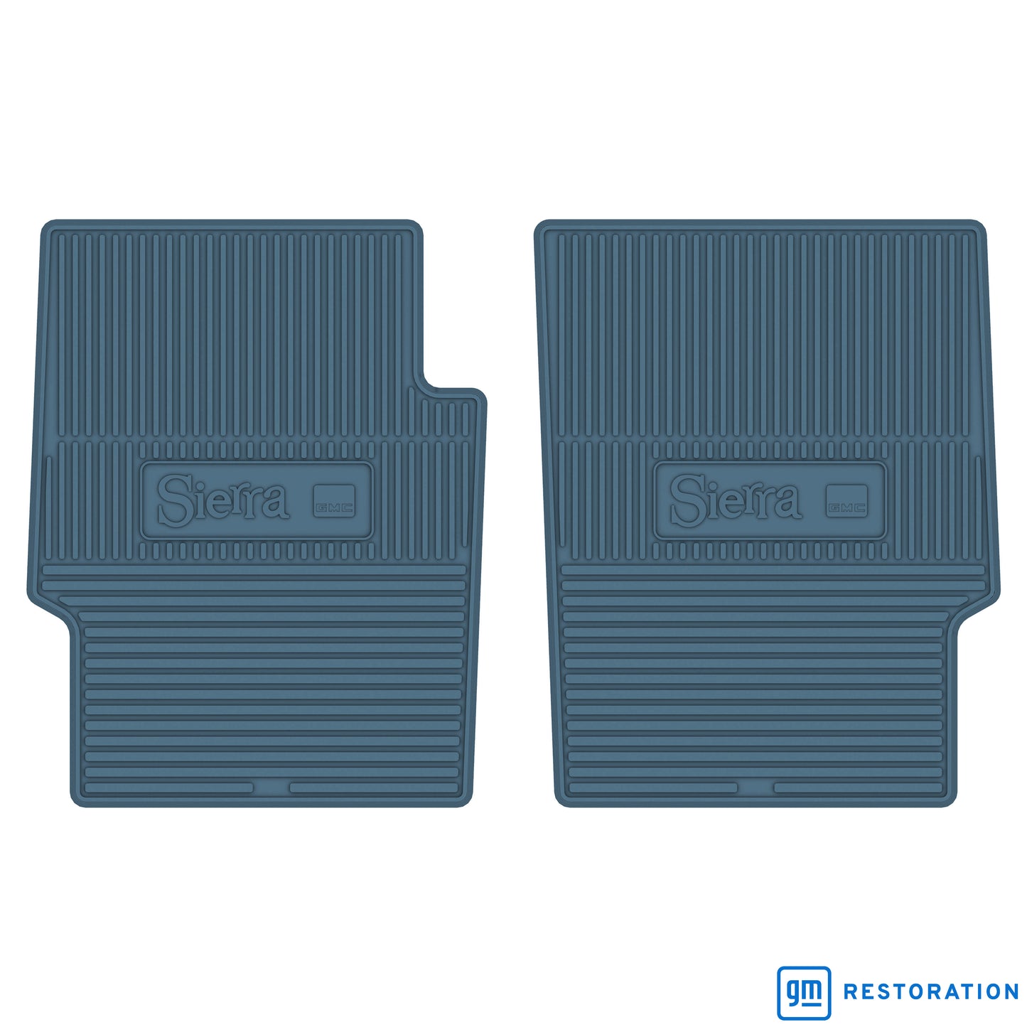 75-80 GMC TRUCK VINYL FLOORMATS W/ SIERRA LOGO (2PC) - MEDIUM BLUE