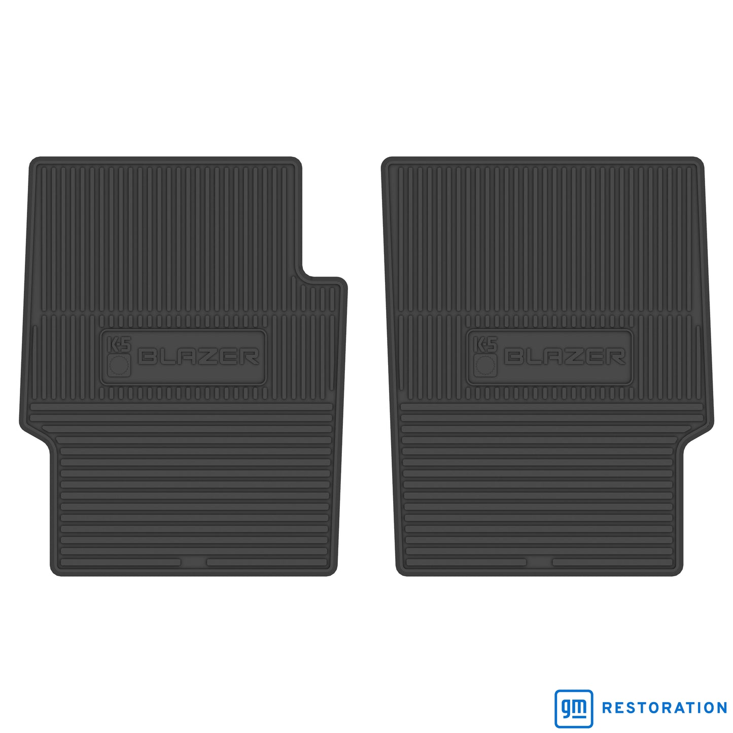 81-88 CHEVROLET BLAZER VINYL FLOORMATS W/ K5 BLAZER LOGO (2PC) - BLACK