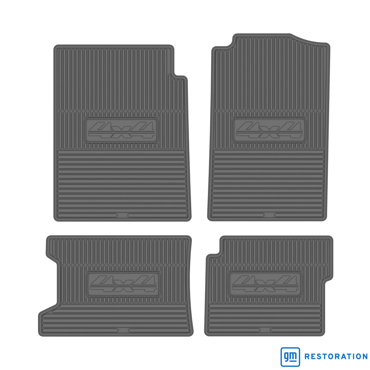 88-00 CHEVROLET & GMC TRUCK EXTENDED CAB VINYL FLOORMATS W/ 4X4 LOGO (4PC) - GRAY