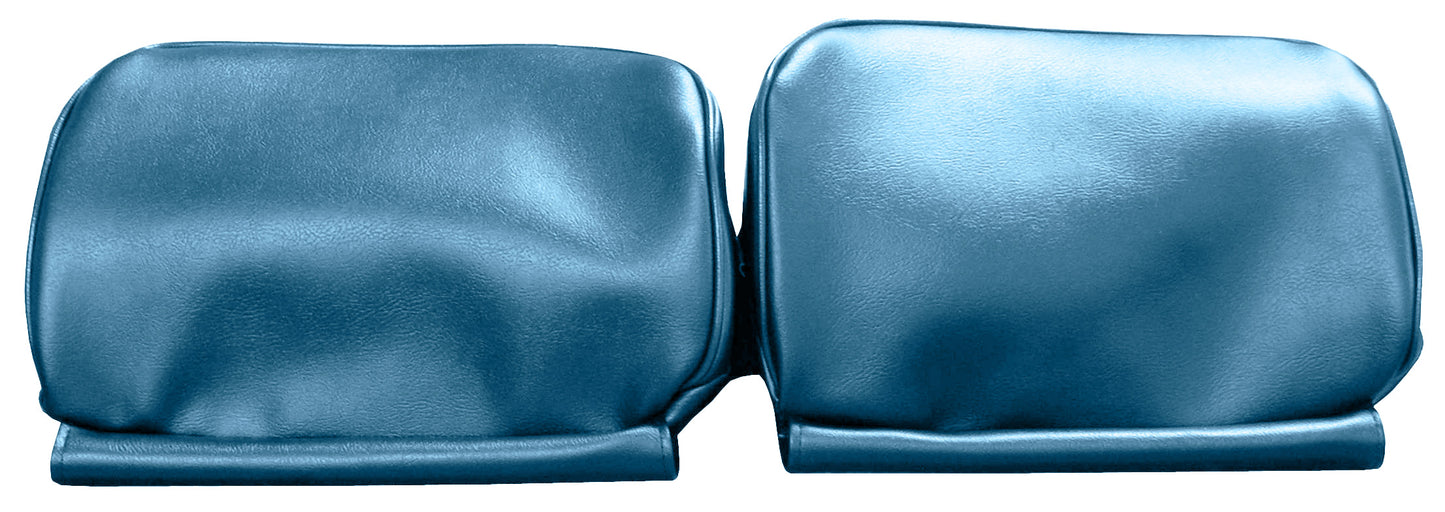 66-67 GM A-BODY BENCH SEAT 'NON-ZIPPERED' HEADREST COVERS - BRIGHT BLUE