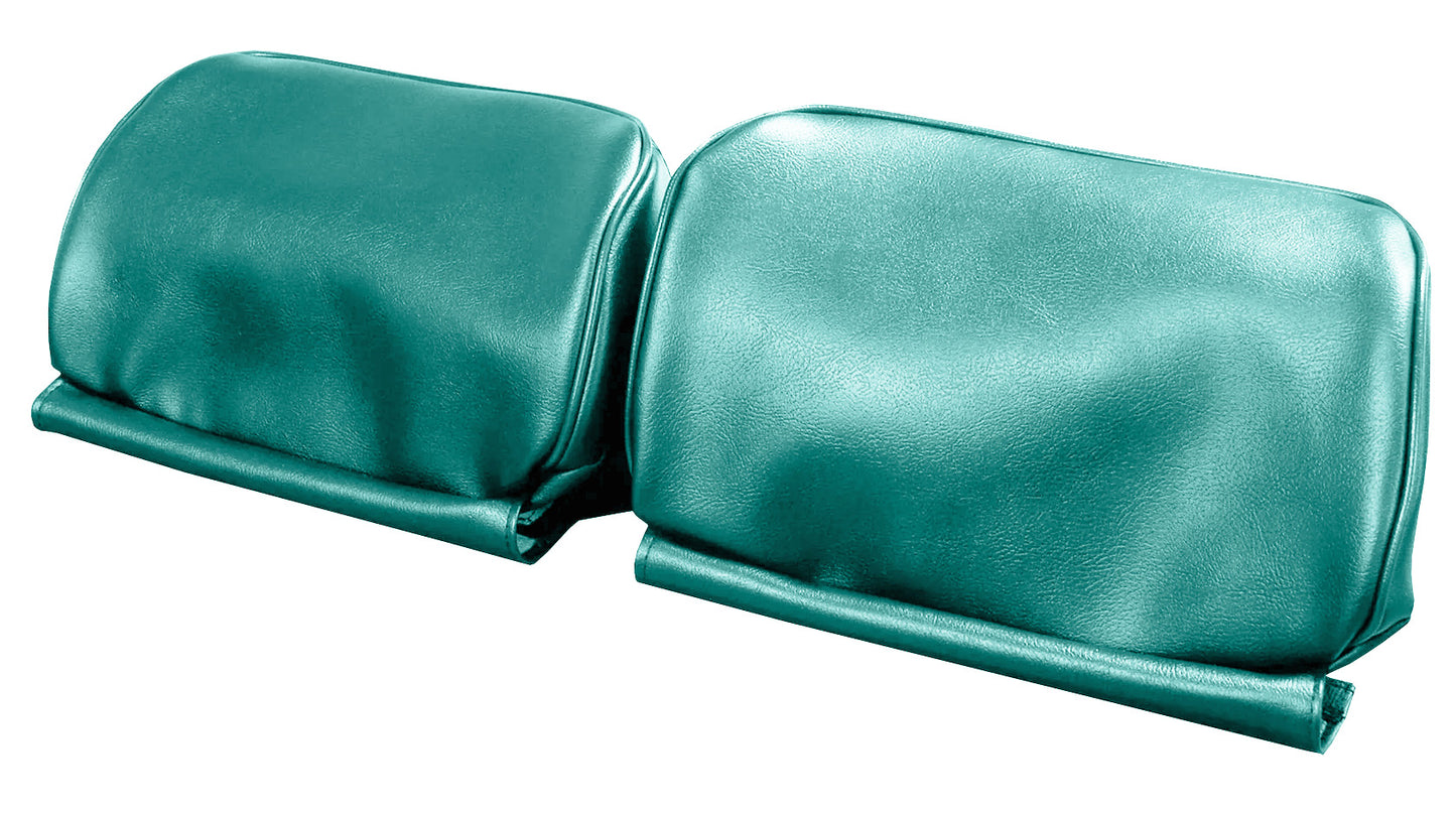 66 GM A-BODY BENCH SEAT 'NON-ZIPPERED' HEADREST COVERS - SRM LIGHT TURQUOISE