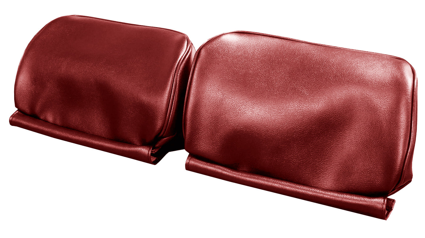 66 GM A-BODY BENCH SEAT 'NON-ZIPPERED' HEADREST COVERS - RED