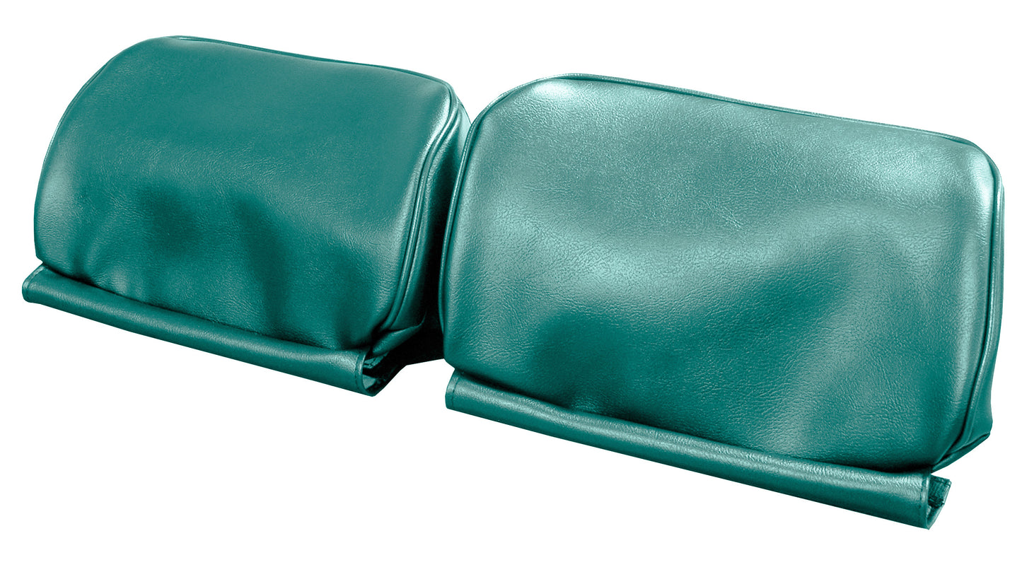 67 GM A-BODY BUCKET SEAT 'NON-ORIGINAL' HEADREST COVERS - LIGHT TURQUOISE