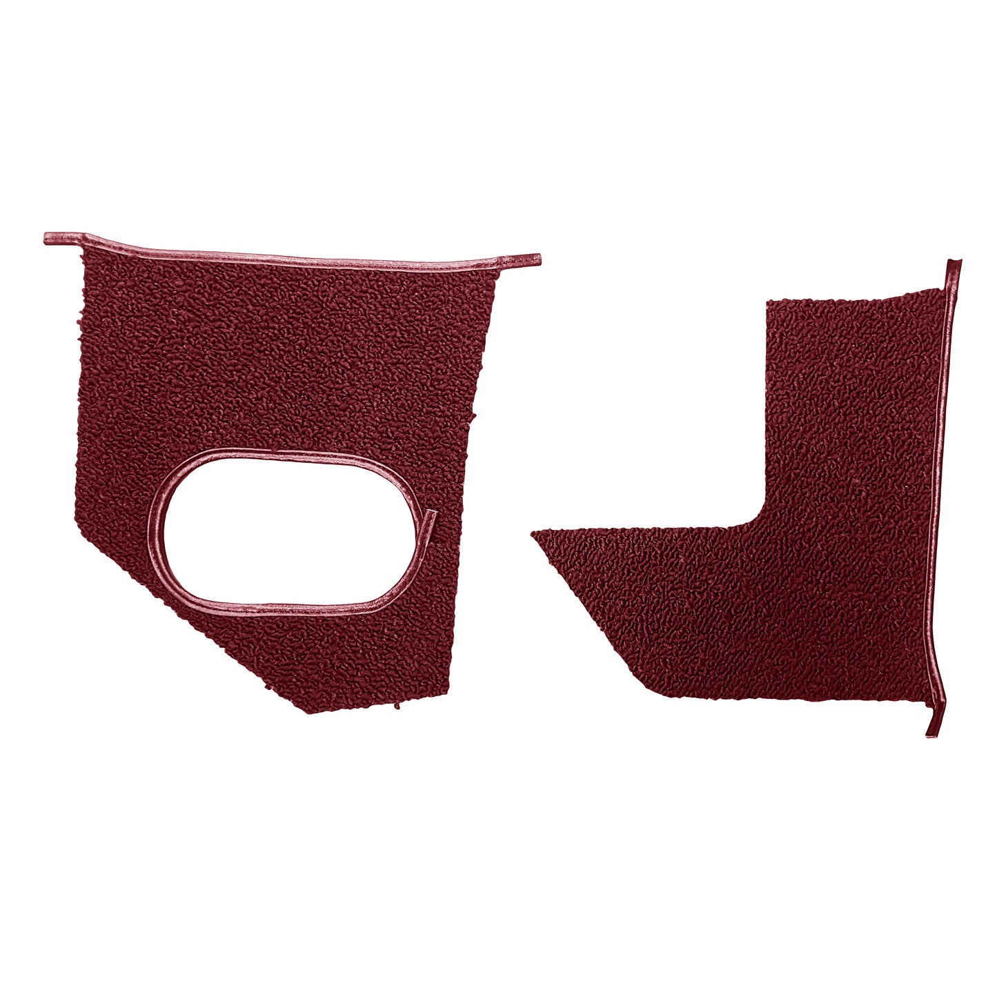 66 CUTLASS/442 KICK PANEL CARPET WITH A/C & DRIVERSIDE FRESH AIR VENT - MAROON