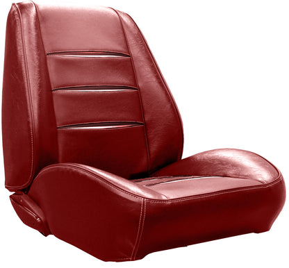 68 CHARGER RALLYE BUCKET SEAT UPHOLSTERY KIT - RED W/ MAROON PLEATS
