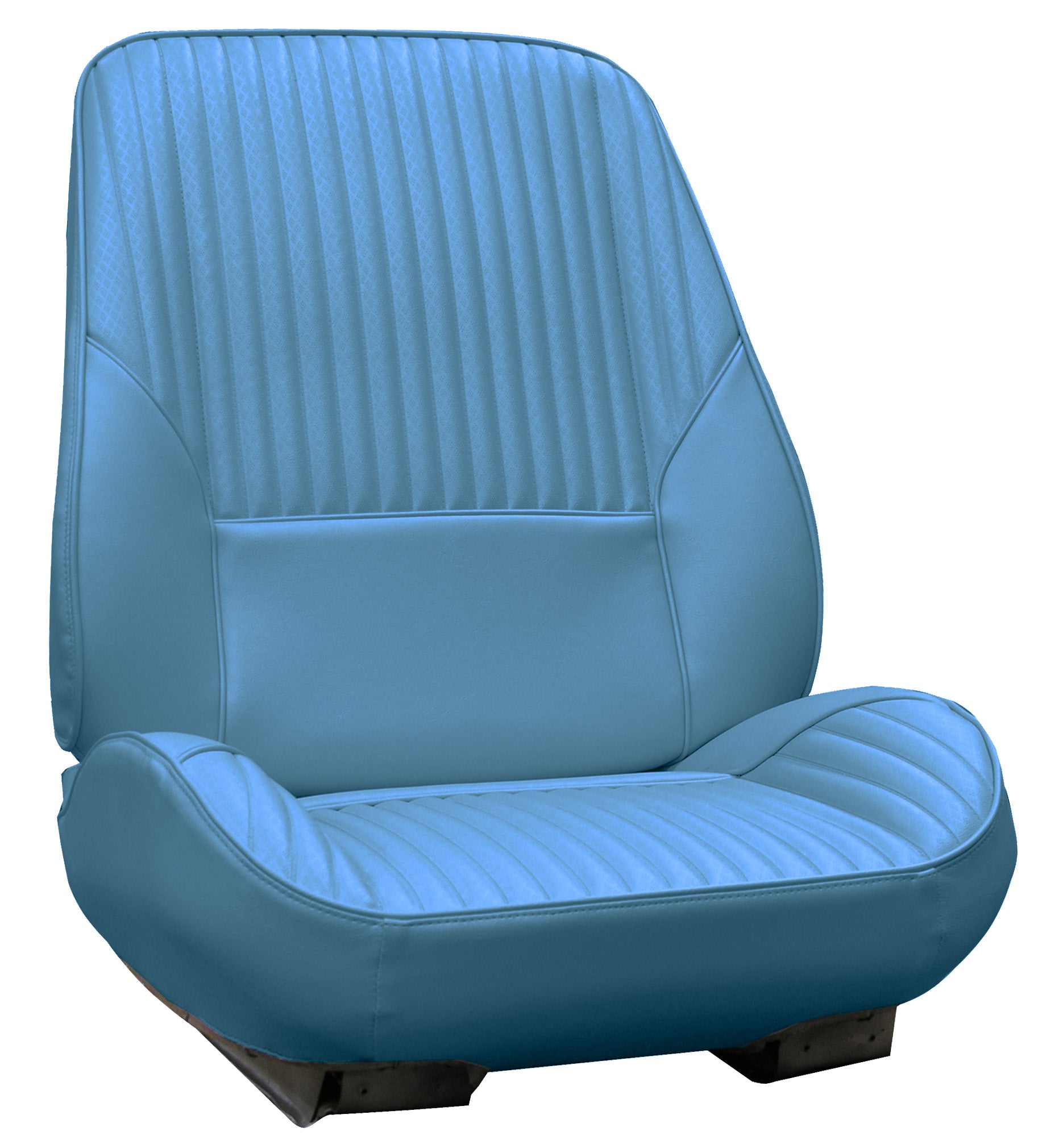 6-Piece Medium Blue Seat Backs & Aprons Kit For 69-72 GM Cars – Molded Chrome Trim, The Parts Place Inc.