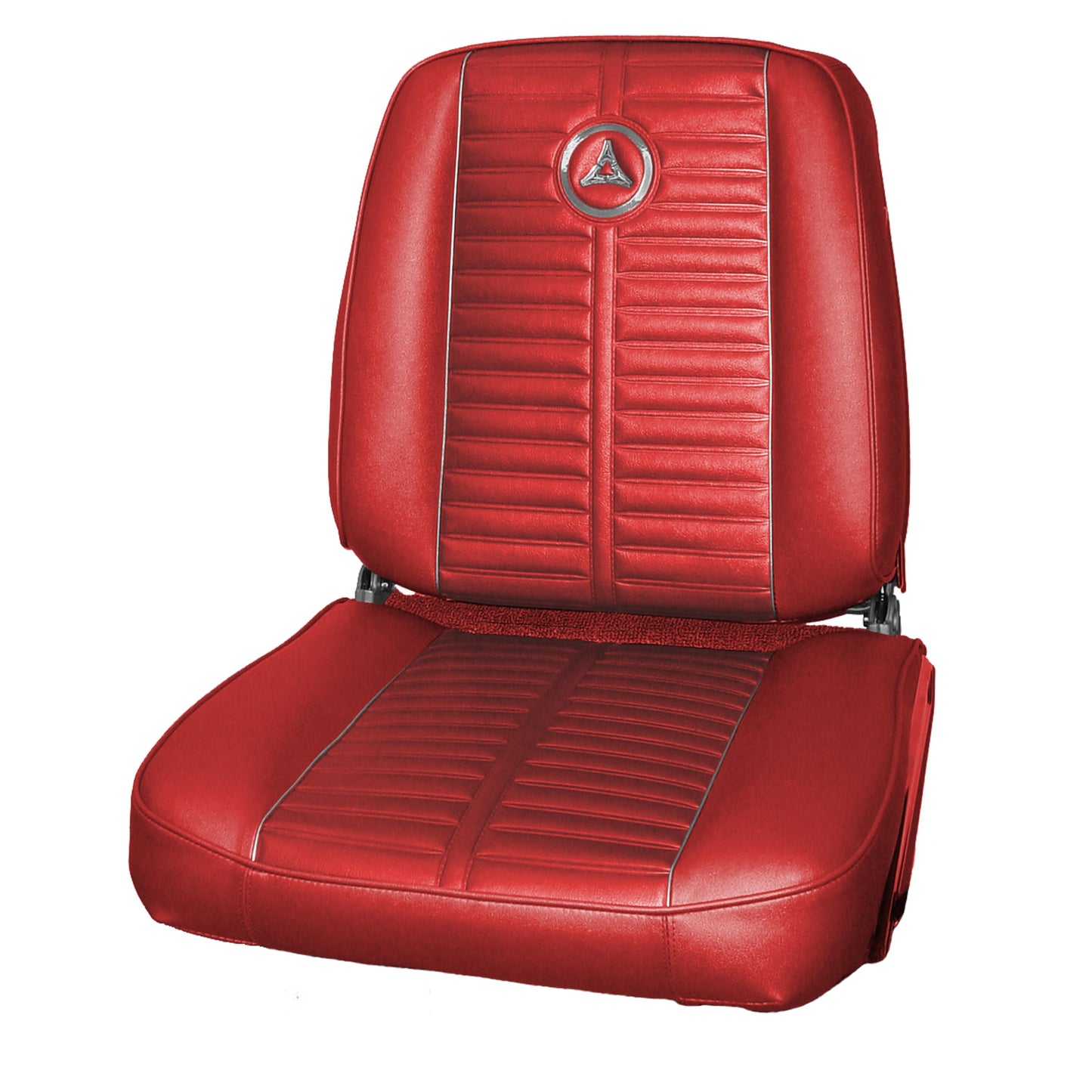 64 DART GT BUCKET SEAT UPHOLSTERY - CRIMSON RED W/ SILVER TINSEL WELT