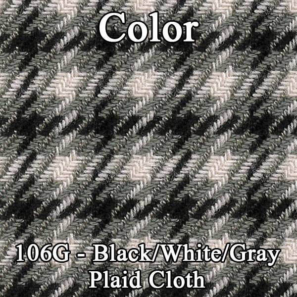 73 CAMARO "STANDARD" BUCKET SEAT CLOTH UPHOLSTERY- SRM BLACK/WHITE PLAID CLOTH/BLACK