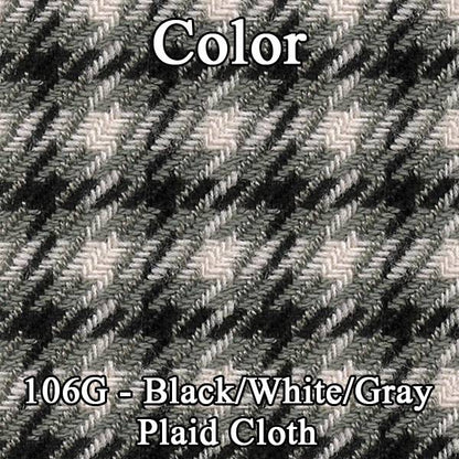 73 CAMARO "STANDARD" BUCKET SEAT CLOTH UPHOLSTERY- SRM BLACK/WHITE PLAID CLOTH/BLACK