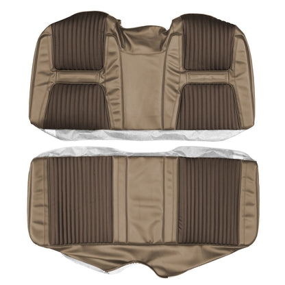 65 CHRYSLER 300/300L CONVERTIBLE REAR UPHOLSTERY - SRM BROWN-BLACK FILLED/FAWN TAN