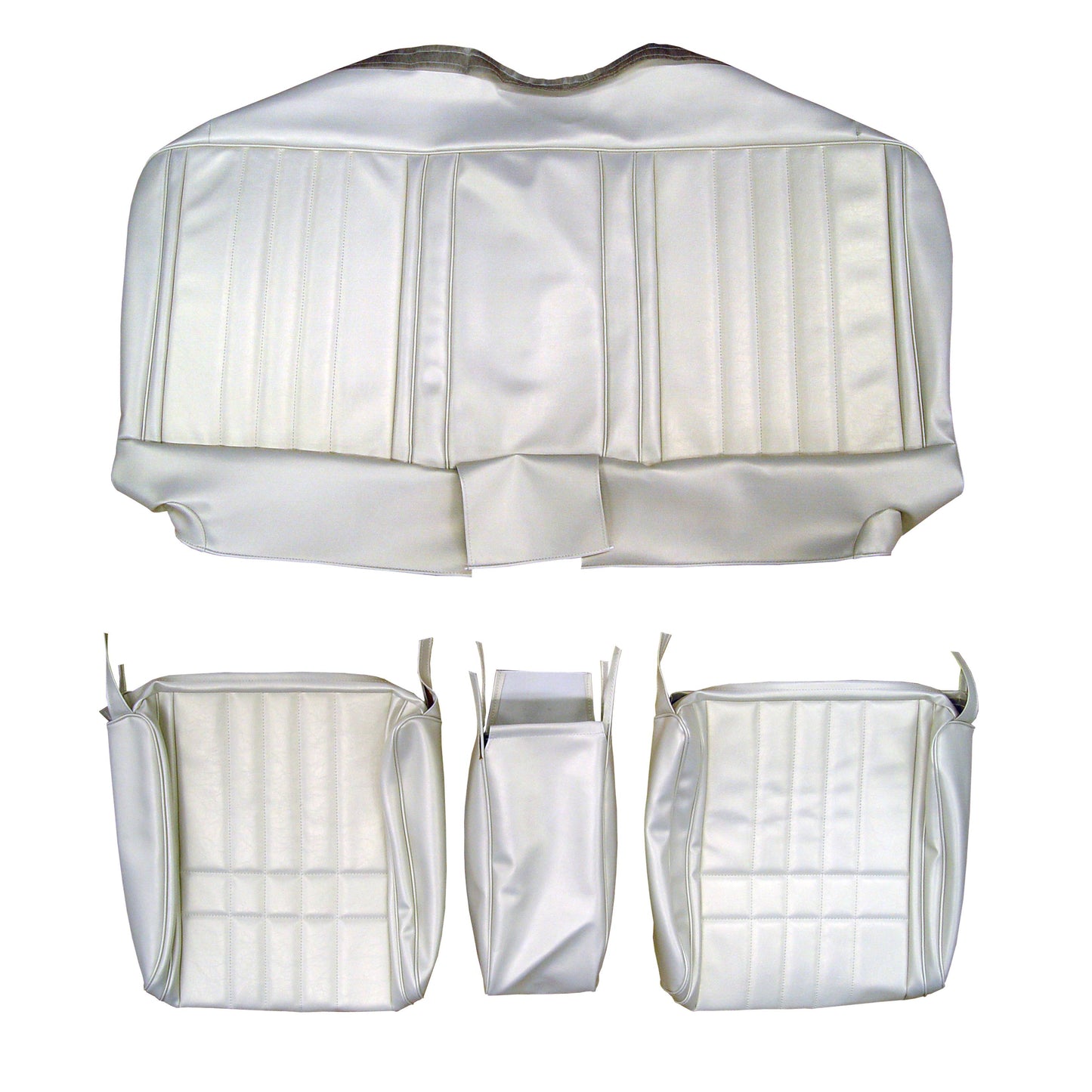 68 FURY III SPLIT BENCH W/ C.A.R. UPHOLSTERY - PEARL WHITE