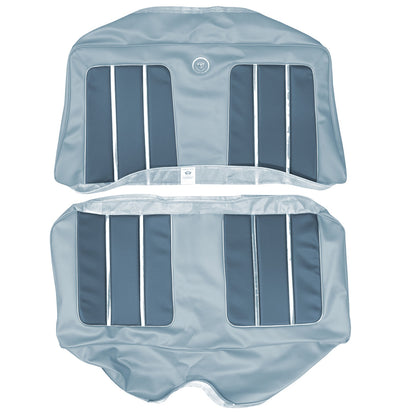 64 VALIANT SIGNET CONVERTIBLE REAR UPHOLSTERY - DARK BLUE/LIGHT BLUE W/ SILVER TINSEL