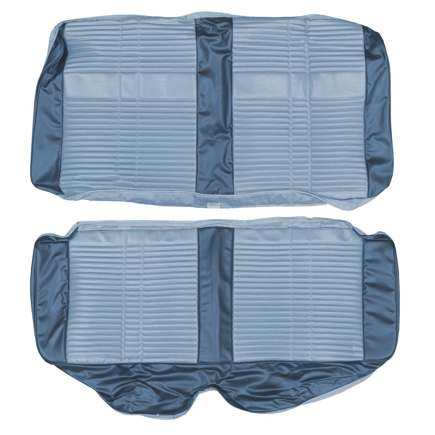 68 SATELLITE/ROADRUNNER "DECOR" HARDTOP REAR UPHOLSTERY - LIGHT BLUE/DARK BLUE