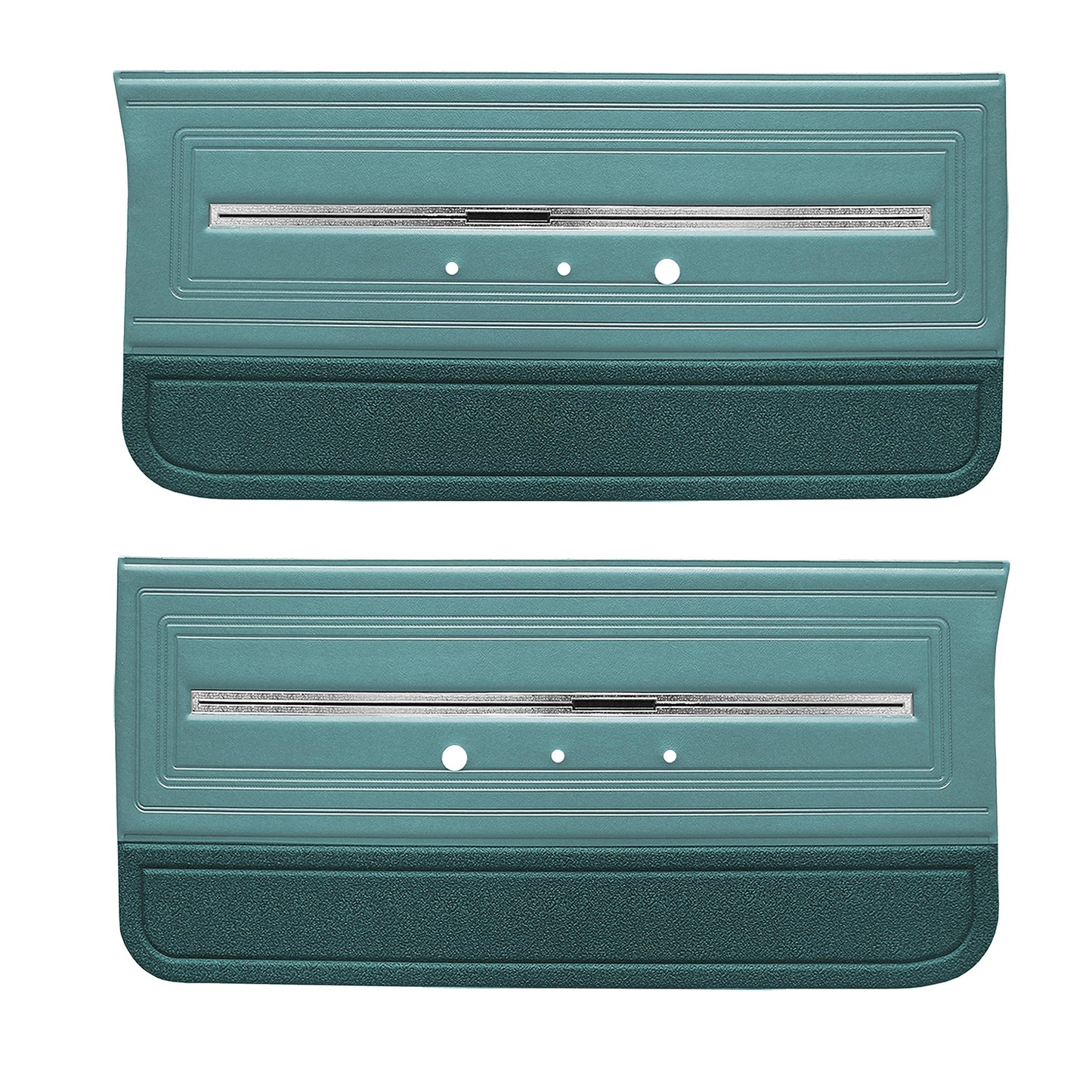 66 CHEVELLE/MALIBU FRONT DOOR PANELS - SRM LIGHT TURQUOISE/DARK TURQUOISE
