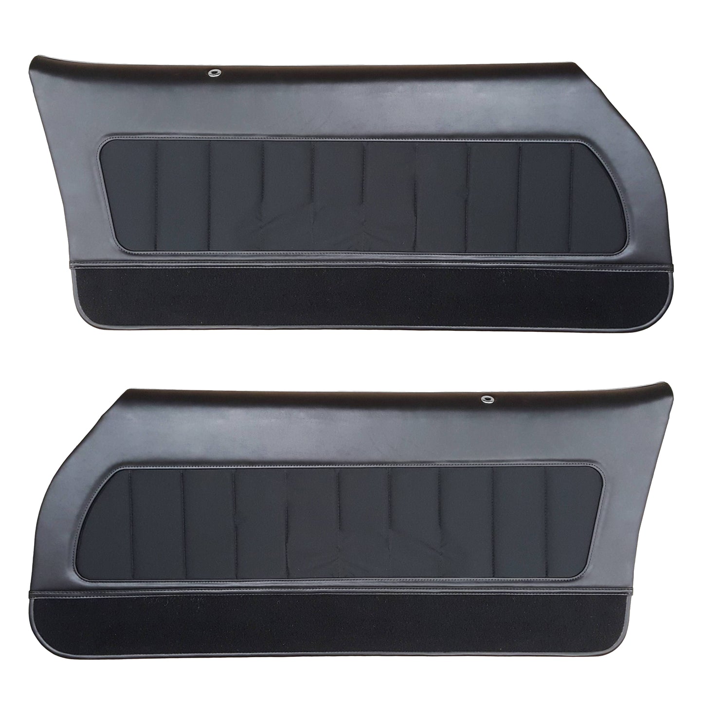 78 CAMARO "DELUXE CLOTH" DOOR PANELS (PRE-ASSEMBLED) - SRM BLACK EMPRESS CLOTH/BLACK