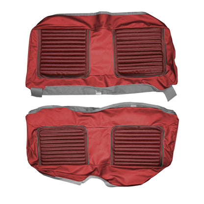 65 BELVEDERE II HARDTOP REAR UPHOLSTERY - MAROON/RED W/ SILVER TINSEL WELT